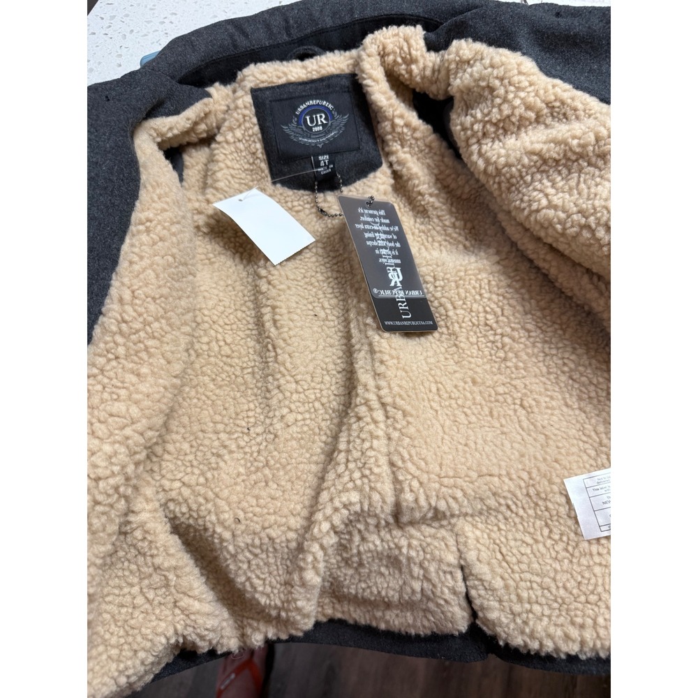 NEW Urban Republic Pea Coat Charcoal Excellent Sherpa Lined Wool Blend 4T - Picture 6 of 7